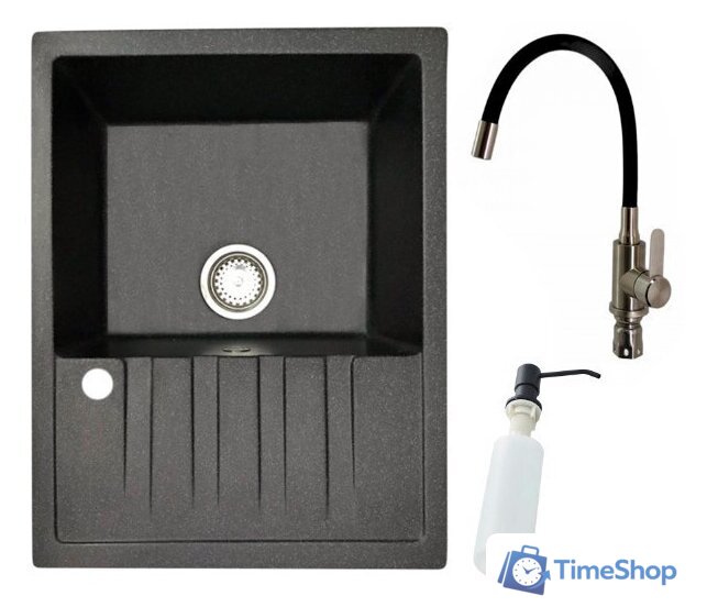 Кухонная мойка БелЭворс Vega R + смеситель W74004-2 + дозатор L405F (черный) - Изображение №1 — Интернет-магазин Time-Shop