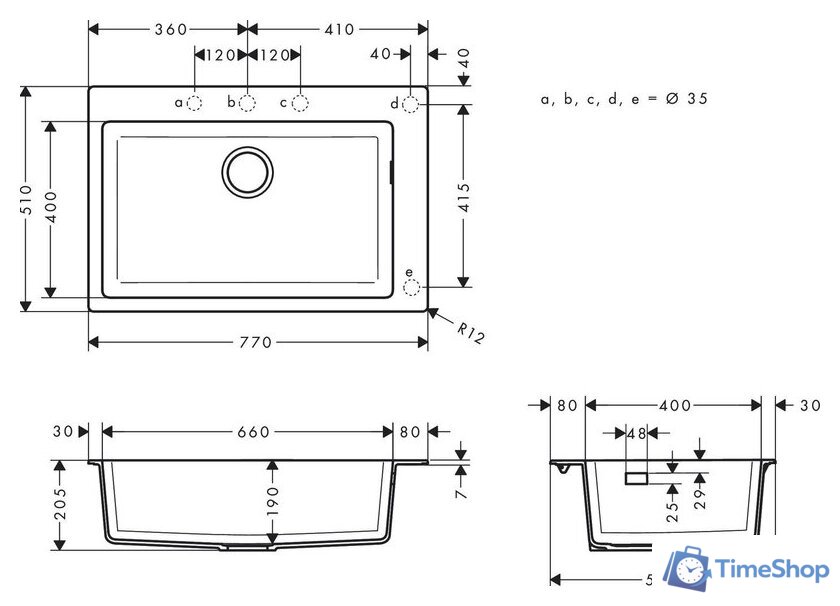 Кухонная мойка Hansgrohe S51 S510-F660 Zlewozmywak nablatowy 660 43313170 (черный графит) - Изображение №3 — Интернет-магазин Time-Shop