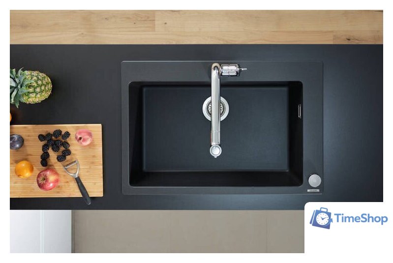 Кухонная мойка Hansgrohe S51 S510-F660 Zlewozmywak nablatowy 660 43313170 (черный графит) - Изображение №2 — Интернет-магазин Time-Shop