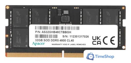 Оперативная память Apacer 32ГБ DDR5 SODIMM 4800 МГц AS32GHB48CTBBGH - Изображение №1 — Интернет-магазин Time-Shop