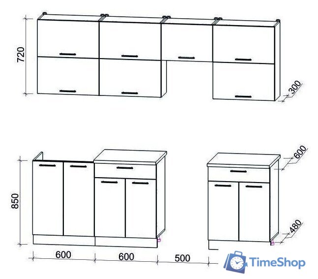 Готовая кухня Интерлиния Мила Gloss 50-23 (красный/черный глянец) - Изображение №2 — Интернет-магазин Time-Shop