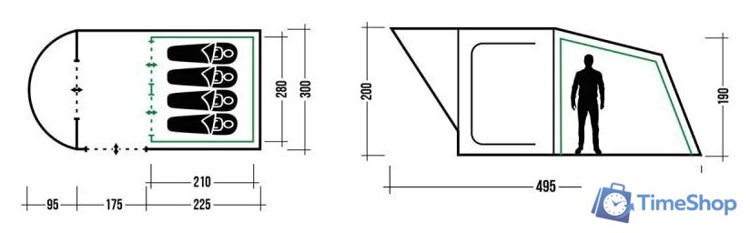 Кемпинговая палатка Trek Planet Siena Lux 4 (зеленый) - Изображение №12 — Интернет-магазин Time-Shop