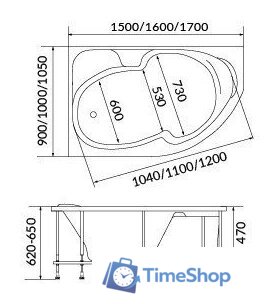 Ванна 1Марка Diana 170x90 R У97575 - Изображение №4 — Интернет-магазин Time-Shop