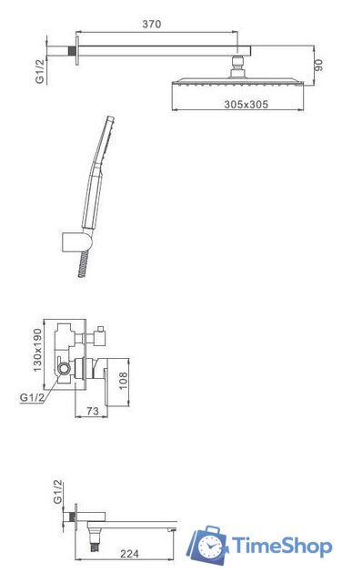 Душевая система  Gappo G7199-20 - Изображение №2 — Интернет-магазин Time-Shop