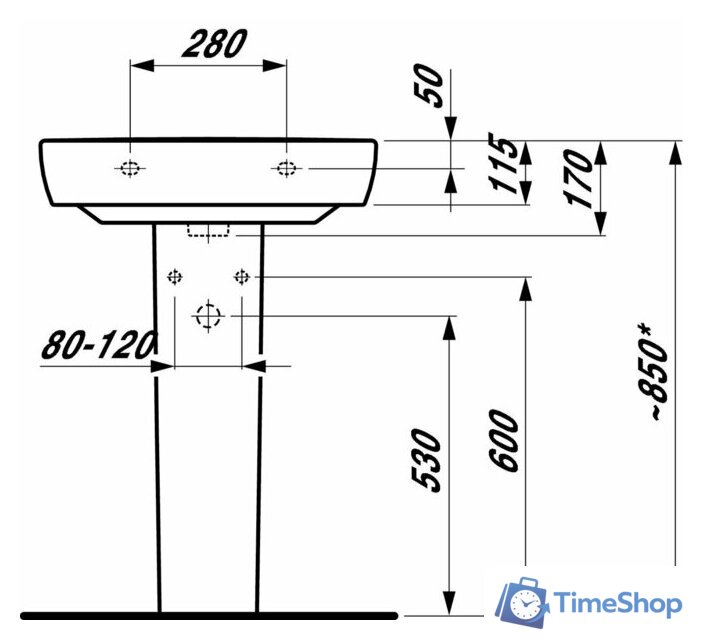 Умывальник Laufen PRO 8189520001041 60x48 - Изображение №5 — Интернет-магазин Time-Shop