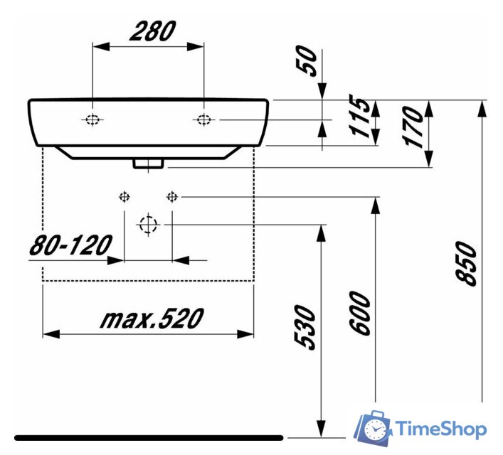 Умывальник Laufen PRO 8189520001041 60x48 - Изображение №6 — Интернет-магазин Time-Shop