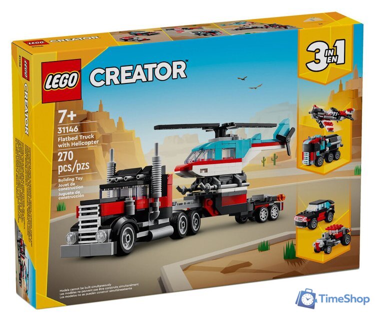 Конструктор LEGO Creator 31146 Грузовик-платформа с вертолетом 3в1 - Изображение №1 — Интернет-магазин Time-Shop