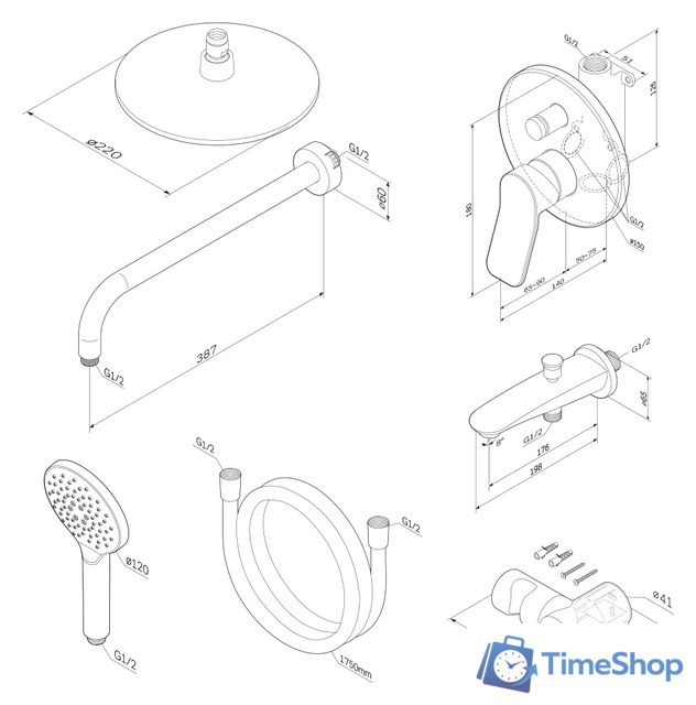 Душевая система  AM.PM X-Joy FB85A10020 - Изображение №2 — Интернет-магазин Time-Shop