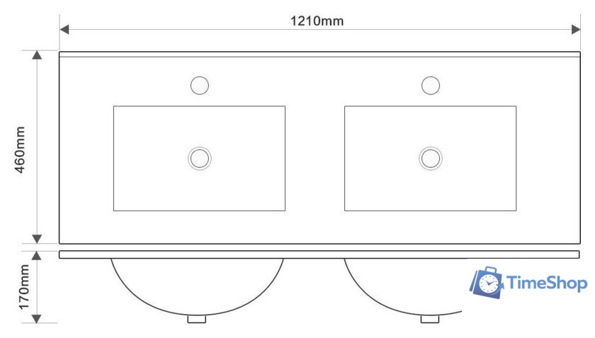  ЗОВ Тумба с умывальником Дион 120 D120LWP0M9003MKV5-OL120 (белый матовый) - Изображение №5 — Интернет-магазин Time-Shop
