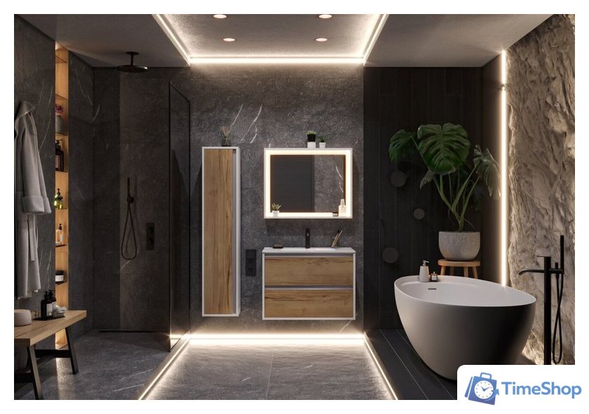  ЗОВ Шкаф-пенал для ванной Парма 150 PP150LWP0MHMC1A (белый/галифакс) - Изображение №3 — Интернет-магазин Time-Shop