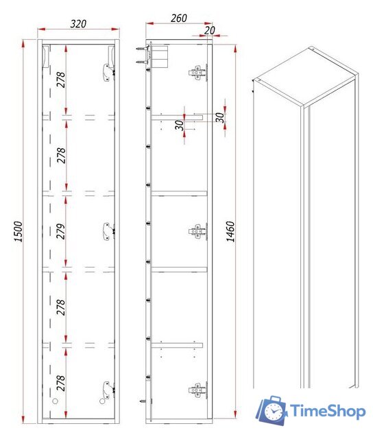  ЗОВ Шкаф-пенал для ванной Парма 150 PP150LWP0MHMC1A (белый/галифакс) - Изображение №4 — Интернет-магазин Time-Shop