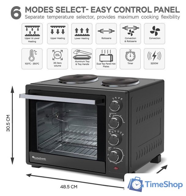 Мини-печь TurboTronic TT-EV35TS - Изображение №7 — Интернет-магазин Time-Shop