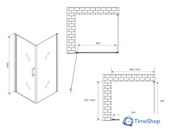 Душевой уголок Abber AG04100M-S100M - Изображение №4 — Интернет-магазин Time-Shop