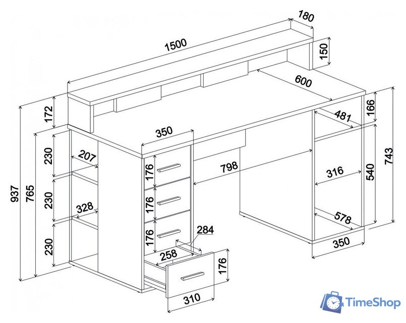 Стол Интерлиния Skill-08 (белый/белый) - Изображение №7 — Интернет-магазин Time-Shop
