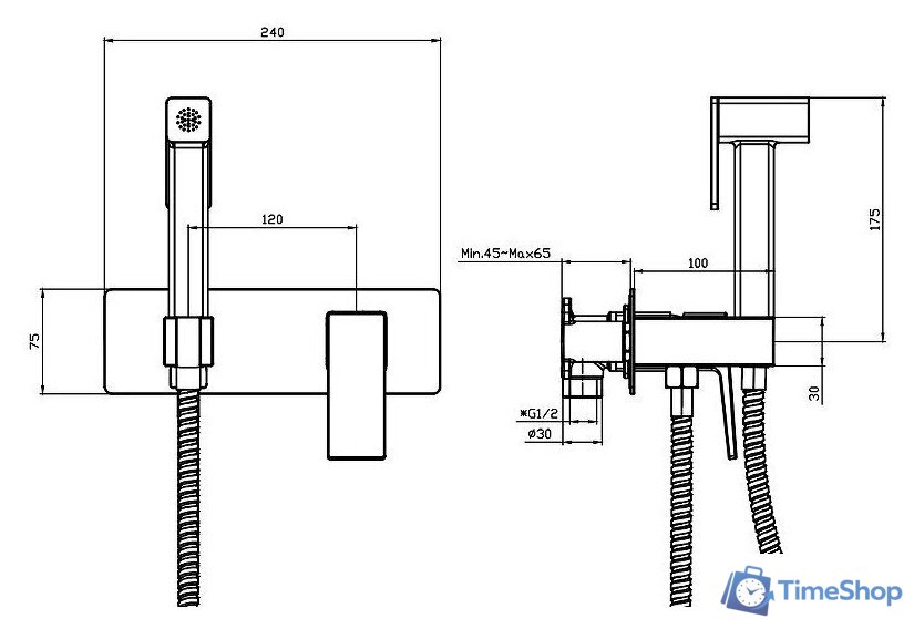 Гигиенический душ Splenka S01.52.09 - Изображение №3 — Интернет-магазин Time-Shop