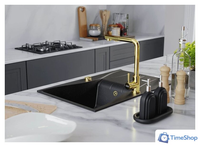 Кухонная мойка Kernau KGSO 6078 1B1D Deep Black + Gold Metallic - Изображение №2 — Интернет-магазин Time-Shop