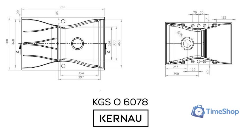 Кухонная мойка Kernau KGSO 6078 1B1D Deep Black + Gold Metallic - Изображение №5 — Интернет-магазин Time-Shop