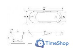 Ванна Cersanit Mito Red 170x70 с ножками со смесителем Brasko Black однорыч. (с сифоном Prime) - Изображение №6 — Интернет-магазин Time-Shop