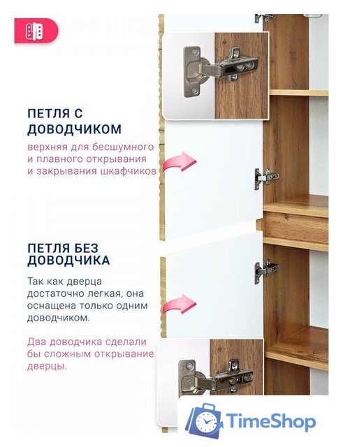  Doratiz Шкаф-пенал для ванной Сицилия 40 2712.312 (дуб вотан, подвесной) - Изображение №4 — Интернет-магазин Time-Shop