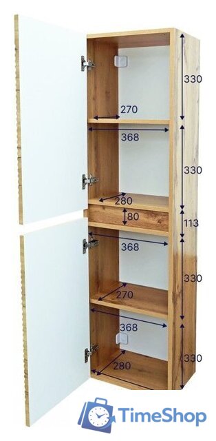  Doratiz Шкаф-пенал для ванной Сицилия 40 2712.312 (дуб вотан, подвесной) - Изображение №13 — Интернет-магазин Time-Shop