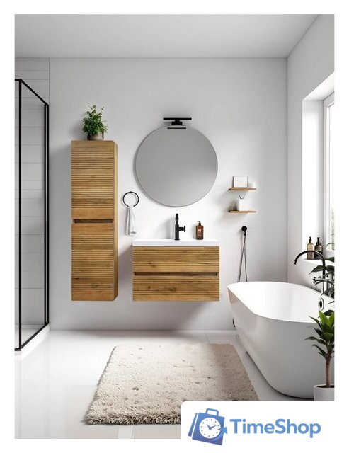  Doratiz Шкаф-пенал для ванной Сицилия 40 2712.312 (дуб вотан, подвесной) - Изображение №1 — Интернет-магазин Time-Shop