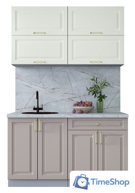 Готовая кухня Интерлиния Мила Шато 1.4Б (белый/луна/серый каспий) - Изображение №1 — Интернет-магазин Time-Shop