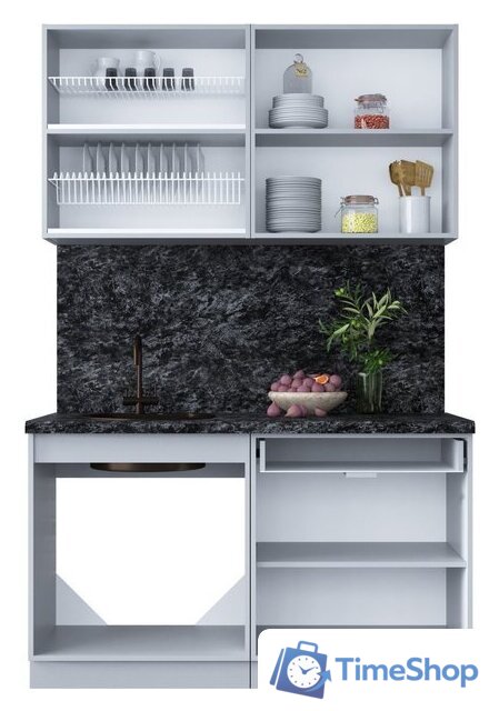 Готовая кухня Интерлиния Мила Шато 1.4Б (белый/луна/серый каспий) - Изображение №4 — Интернет-магазин Time-Shop