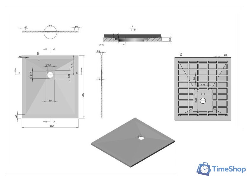 Душевой поддон Vincea VST-4SR9010A 100x90 - Изображение №2 — Интернет-магазин Time-Shop