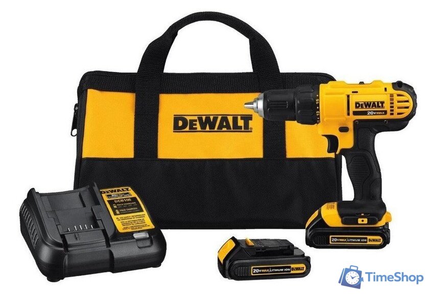 Дрель-шуруповерт DeWalt DCD771S2 (с 2-мя АКБ, сумка) - Изображение №1 — Интернет-магазин Time-Shop