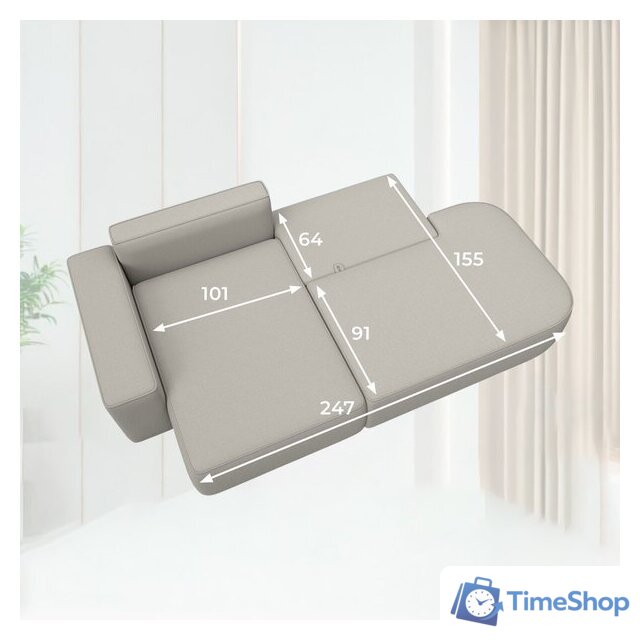 Угловой диван Лига диванов Лига-065 левый 129797L (рогожка амур 02 бежевый) - Изображение №12 — Интернет-магазин Time-Shop