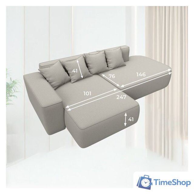 Угловой диван Лига диванов Лига-065 левый 129797L (рогожка амур 02 бежевый) - Изображение №8 — Интернет-магазин Time-Shop