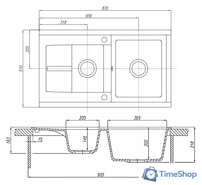 Кухонная мойка Акватон Делия 87 (графит) - Изображение №2 — Интернет-магазин Time-Shop