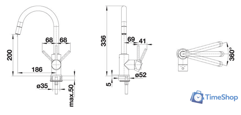 Смеситель Blanco Mida-S Silgranit (кофе) [521461] - Изображение №2 — Интернет-магазин Time-Shop