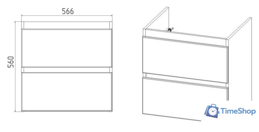  Viant Тумба под умывальник Мальта Como 60 VMAL60CO-T2YP - Изображение №4 — Интернет-магазин Time-Shop
