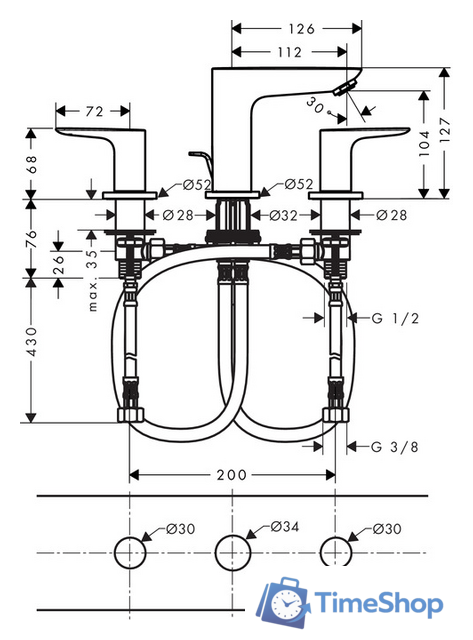 Смеситель Hansgrohe Talis E 71733700 - Изображение №2 — Интернет-магазин Time-Shop