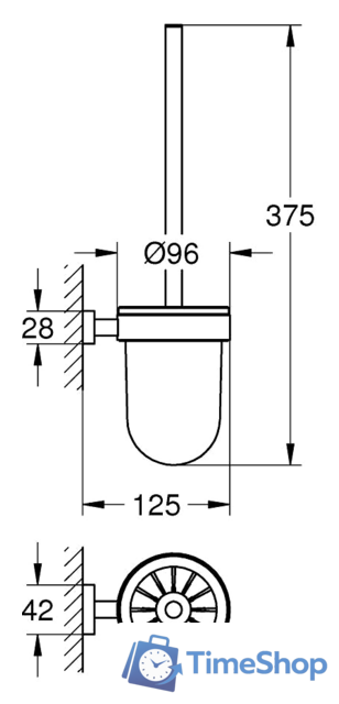 Ершик для унитаза Grohe Essentials Cube 40513001 (хром/матовое стекло) - Изображение №2 — Интернет-магазин Time-Shop