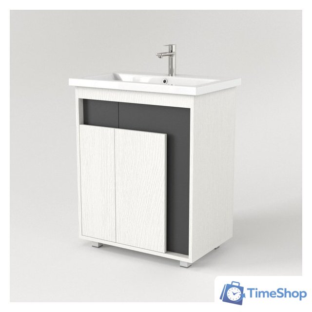  Дабер Тумба под умывальник 015 60 Т15.6.0.20 (белый древесный/серый) - Изображение №2 — Интернет-магазин Time-Shop