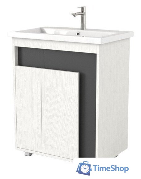  Дабер Тумба под умывальник 015 60 Т15.6.0.20 (белый древесный/серый) - Изображение №1 — Интернет-магазин Time-Shop