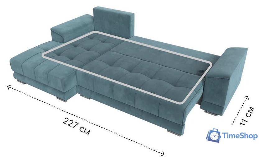 Угловой диван Лига диванов НордСтар левый 121106L (велюр бирюзовый/подушки велюр бирюзовый) - Изображение №10 — Интернет-магазин Time-Shop