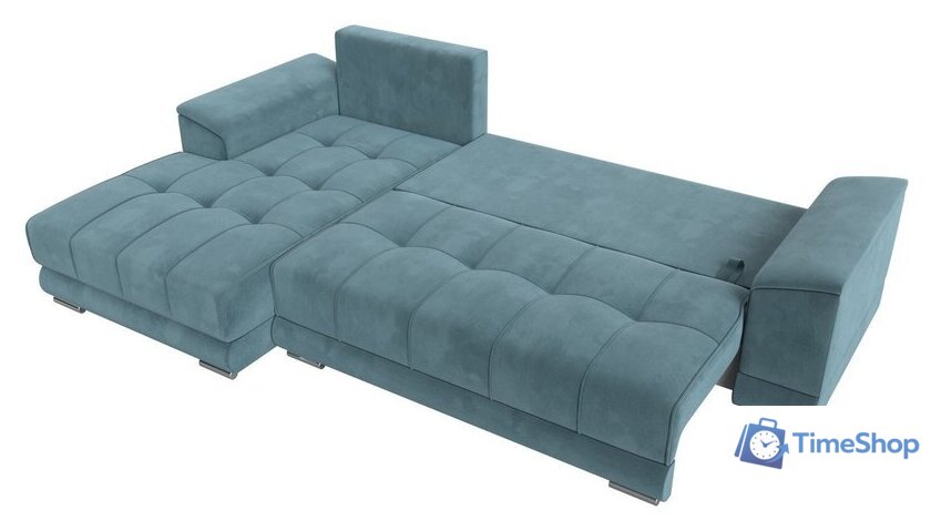 Угловой диван Лига диванов НордСтар левый 121106L (велюр бирюзовый/подушки велюр бирюзовый) - Изображение №7 — Интернет-магазин Time-Shop