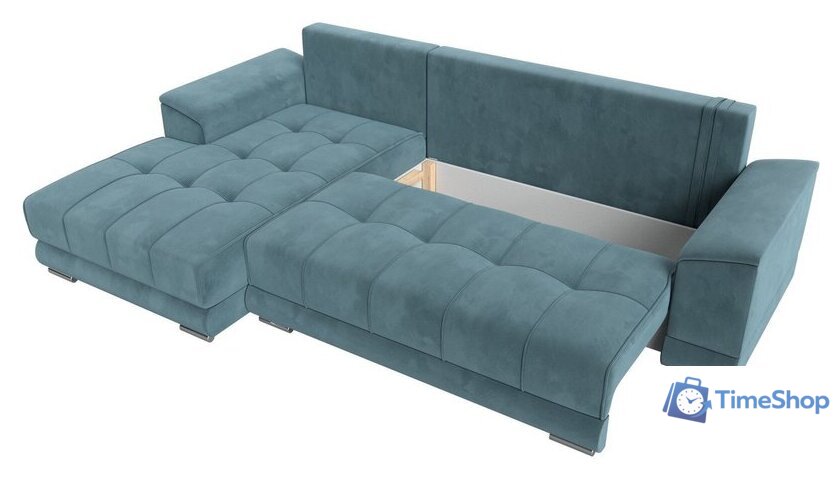 Угловой диван Лига диванов НордСтар левый 121106L (велюр бирюзовый/подушки велюр бирюзовый) - Изображение №6 — Интернет-магазин Time-Shop