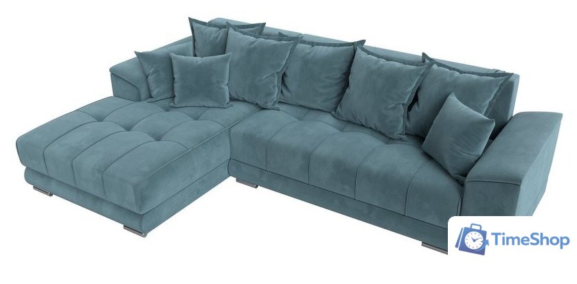 Угловой диван Лига диванов НордСтар левый 121106L (велюр бирюзовый/подушки велюр бирюзовый) - Изображение №4 — Интернет-магазин Time-Shop