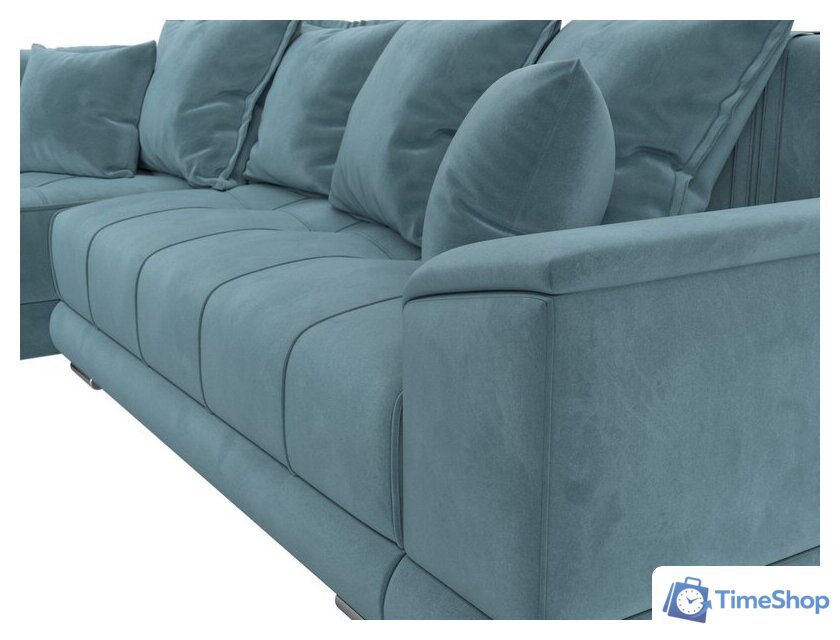 Угловой диван Лига диванов НордСтар левый 121106L (велюр бирюзовый/подушки велюр бирюзовый) - Изображение №5 — Интернет-магазин Time-Shop