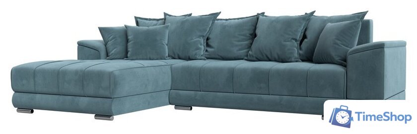 Угловой диван Лига диванов НордСтар левый 121106L (велюр бирюзовый/подушки велюр бирюзовый) - Изображение №1 — Интернет-магазин Time-Shop