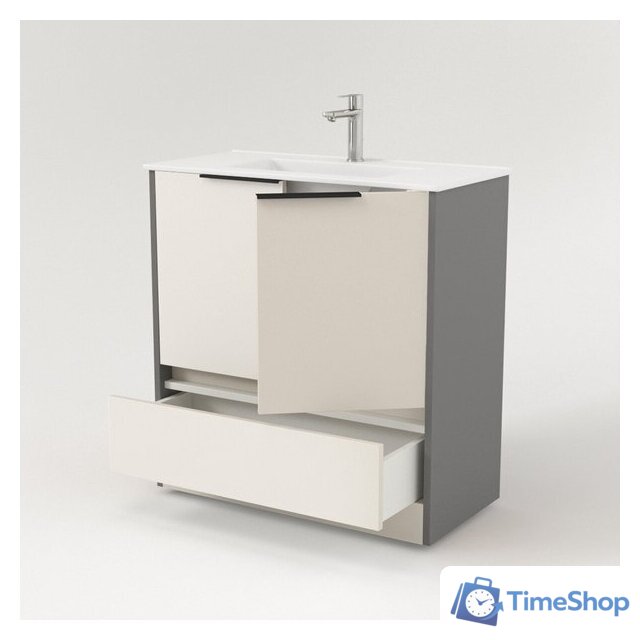  Дабер Тумба под умывальник 017 WeltWasser Deilbach 7517-80 Т17.8W.0.19Ч (бежевый/серый/ручка черная) - Изображение №3 — Интернет-магазин Time-Shop