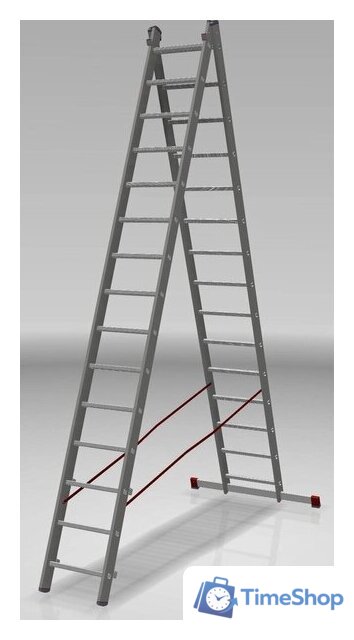 Лестница-стремянка Новая высота NV 522 двухсекционная индустриальная 2x15 ступеней - Изображение №3 — Интернет-магазин Time-Shop