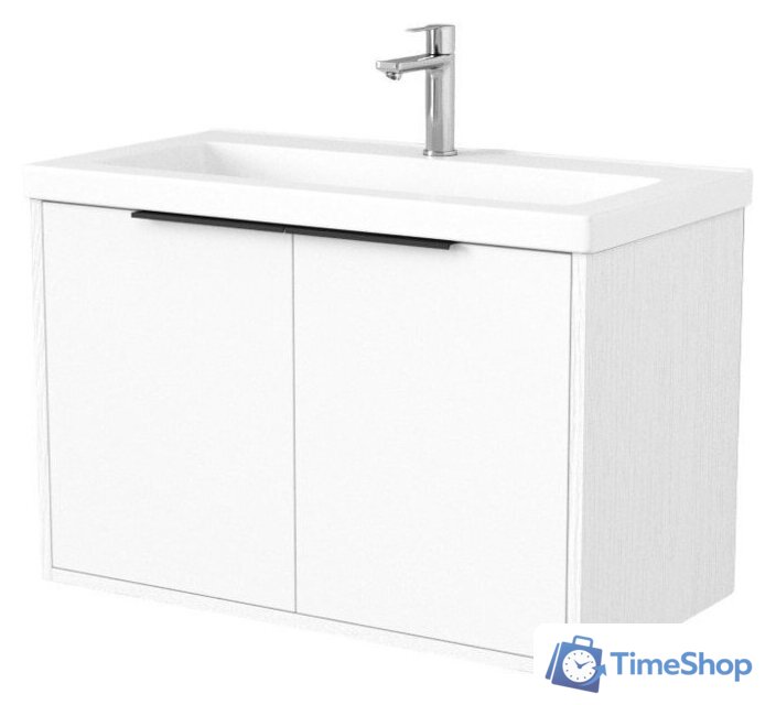  Дабер Тумба под умывальник 018 Тобага/Эридан 80 Т18.8Т.0.5Ч (белый древесный/ручка черная) - Изображение №1 — Интернет-магазин Time-Shop