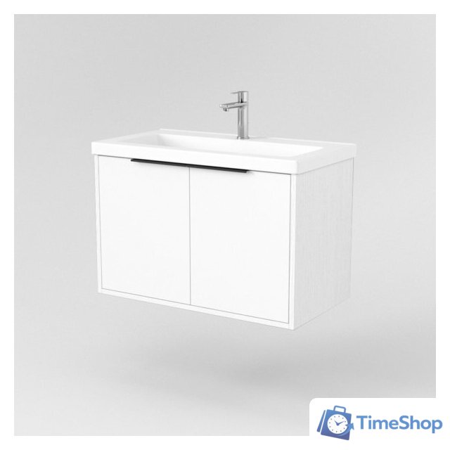  Дабер Тумба под умывальник 018 Тобага/Эридан 80 Т18.8Т.0.5Ч (белый древесный/ручка черная) - Изображение №2 — Интернет-магазин Time-Shop