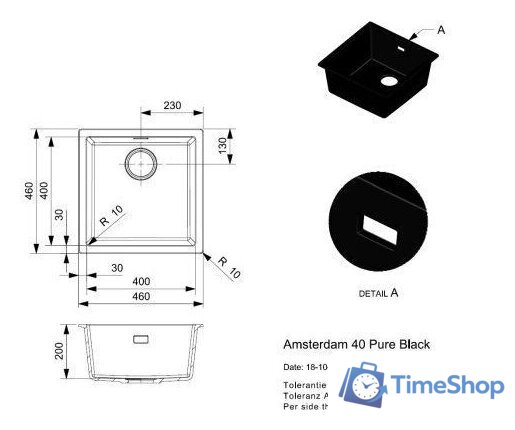 Кухонная мойка Reginox Amsterdam 40 Pure Black R34637 - Изображение №2 — Интернет-магазин Time-Shop
