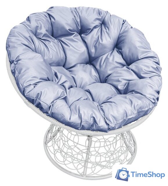 Кресло M-Group Папасан 12020109 (белый ротанг/серая подушка) - Изображение №1 — Интернет-магазин Time-Shop